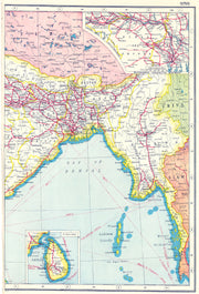 BRITISH INDIA EAST RAILWAYS. Burma Bengal Bangladesh Ceylon Sri Lanka 1920 map