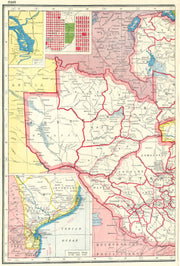 RHODESIA WEST. Zimbabwe Zambia Nyasaland;Victoria falls.Inset Bulawayo 1920 map
