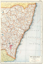 NEW SOUTH WALES EAST. Australia state map. HARMSWORTH 1920 old antique