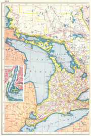 ONTARIO WEST. Great Lakes. Huron Erie Georgian Bay. Niagara Falls plan 1920 map