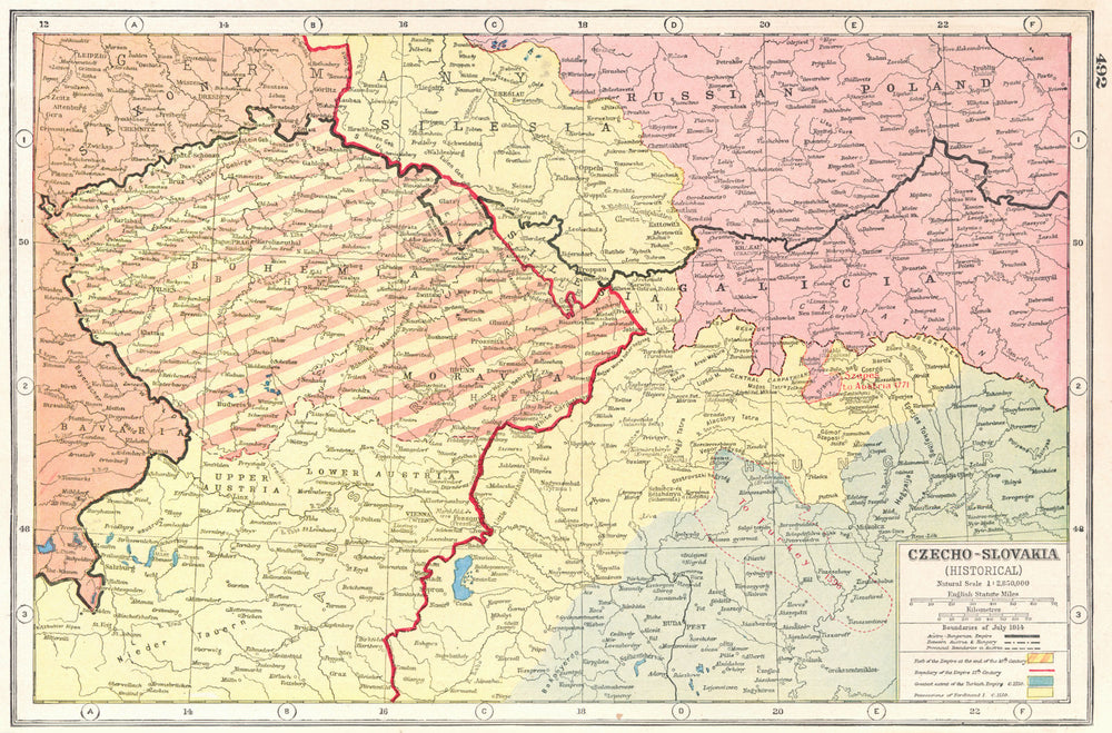 CZECHOSLOVAKIA HISTORICAL BORDERS. 1914 10C Ottoman 12C Ferdinand I &c 1920 map