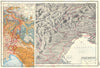 ITALY.Italian Front East;Isonzo Front. First World War 1 battle lines 1920 map