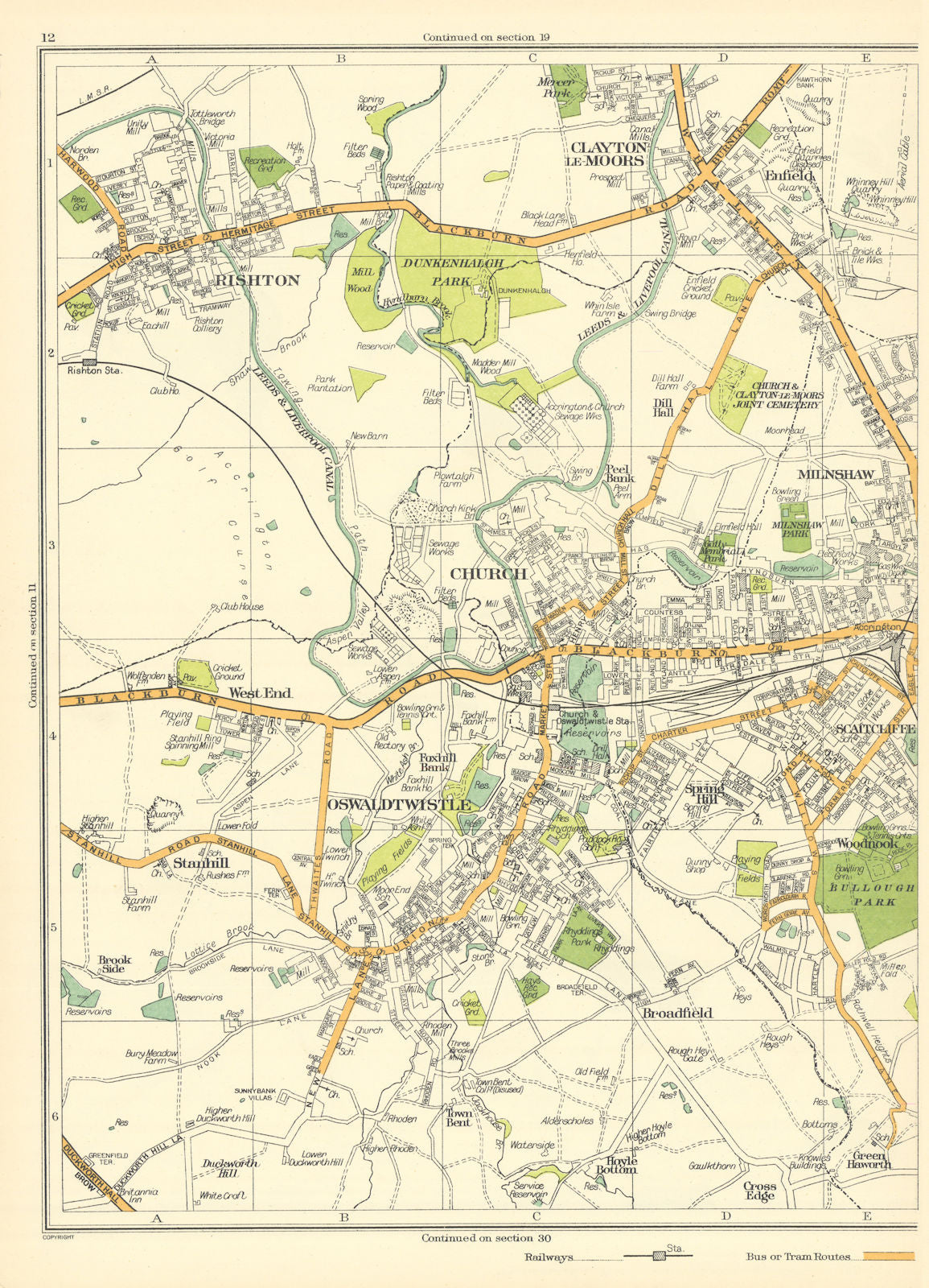 ACCRINGTON Rishton Clayton le-Moors Enfield Oswaldtwistle 1935 old ...