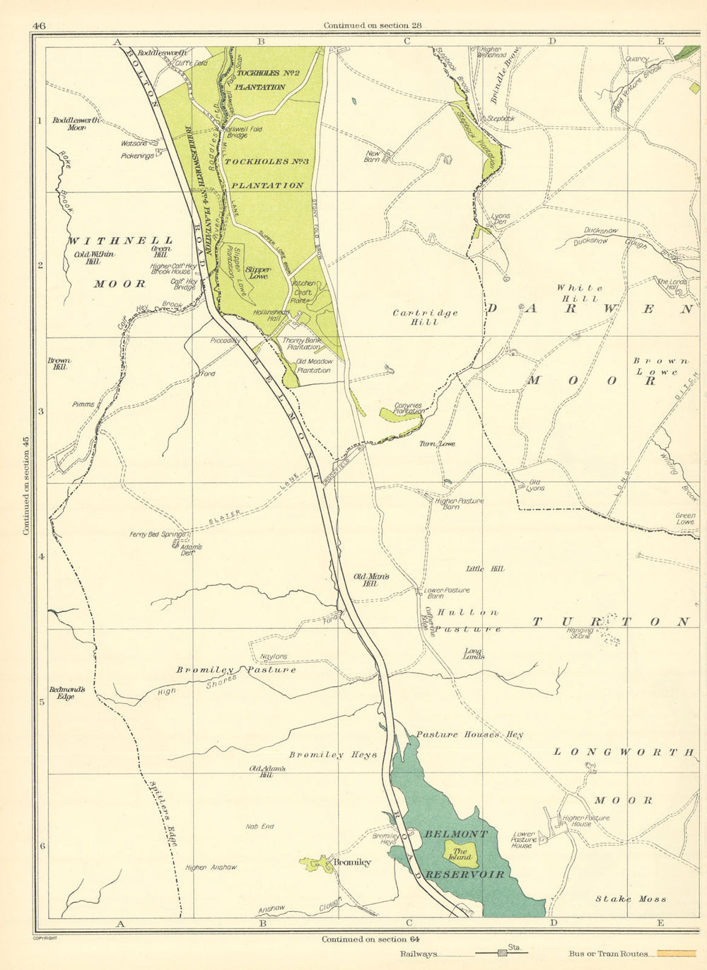LANCS Longworth Moor Stake Moss Hulton Pasture Bromiley Withnell Moor 1935 map