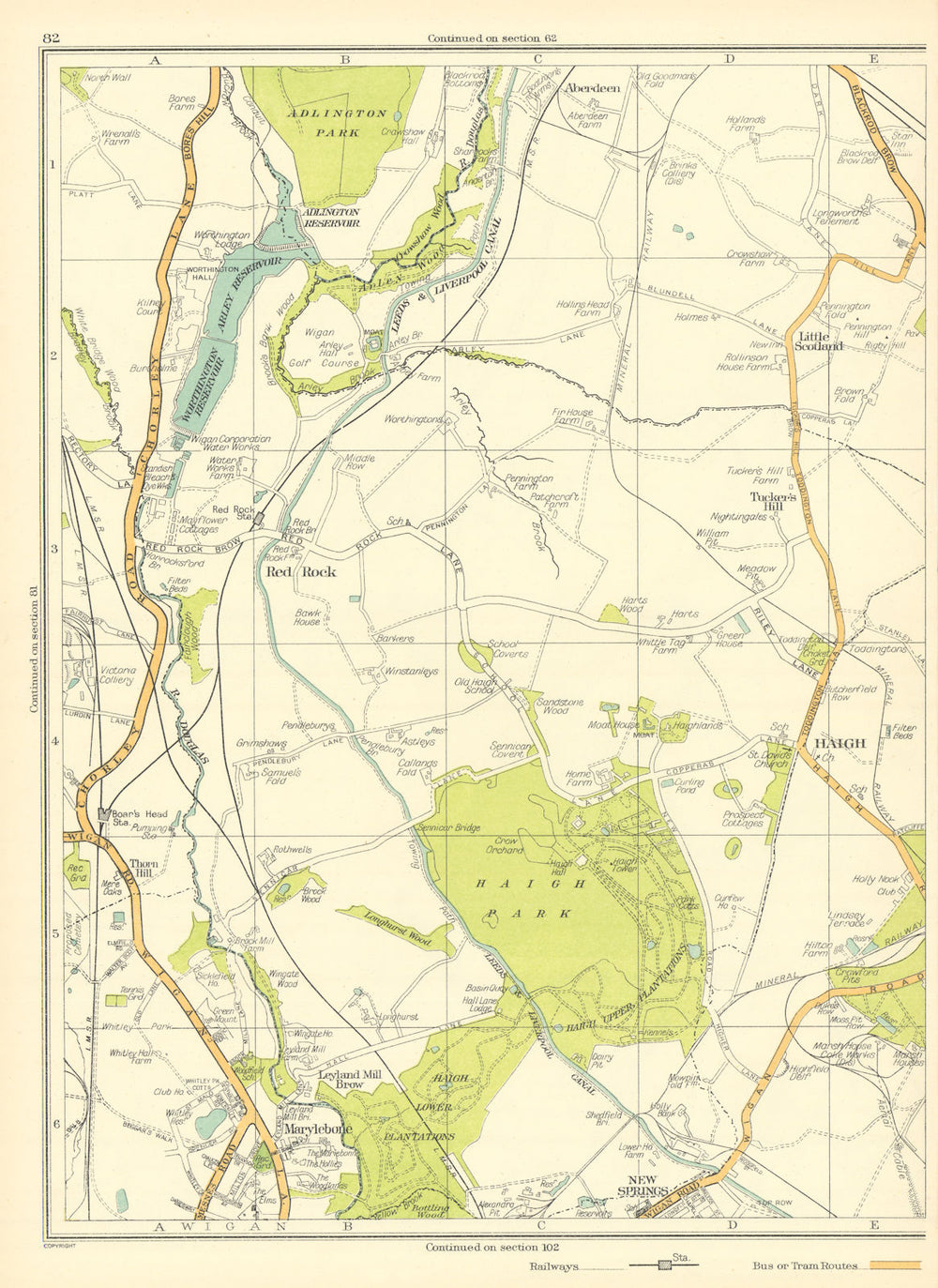 LANCS Red Rock Haigh Park Marylebone New Springs Adlington Park Haigh 1935 map