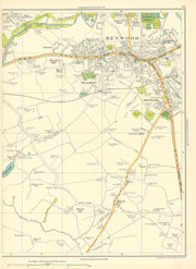 HEYWOOD Bury Heady Hill Broadfield Hopwood Birch Whittle Hill 1935 old map