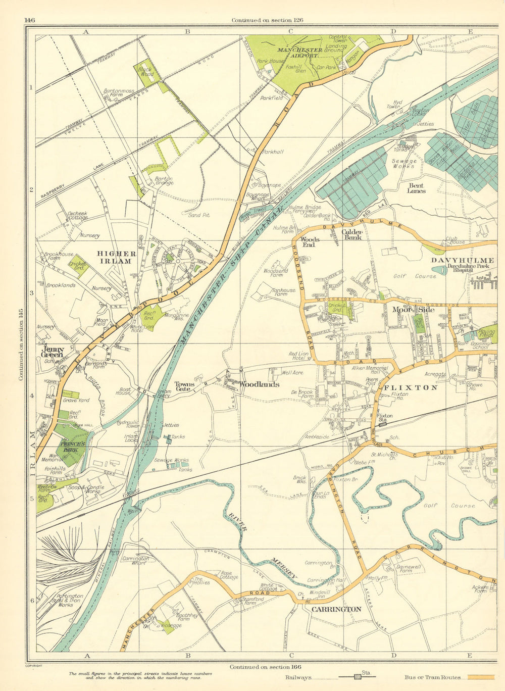 LANCS Higher Irlam Jenny Green Woodlands Carrington Flixton Davyhulme 1935 map