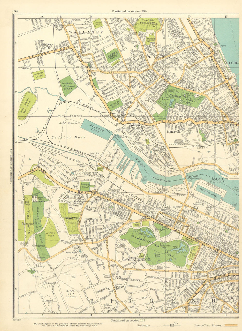 BIRKENHEAD Claughton Somerville Bidston Dock Egremont Liscard Wallasey 1935 map