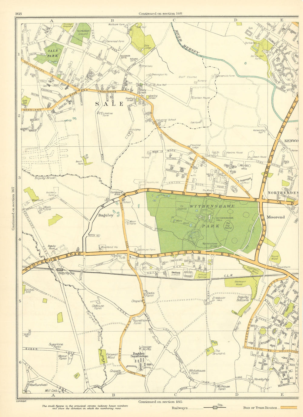 LANCASHIRE Sale Baguley Moorend Wythenshawe Manchester Northenden 1935 old map