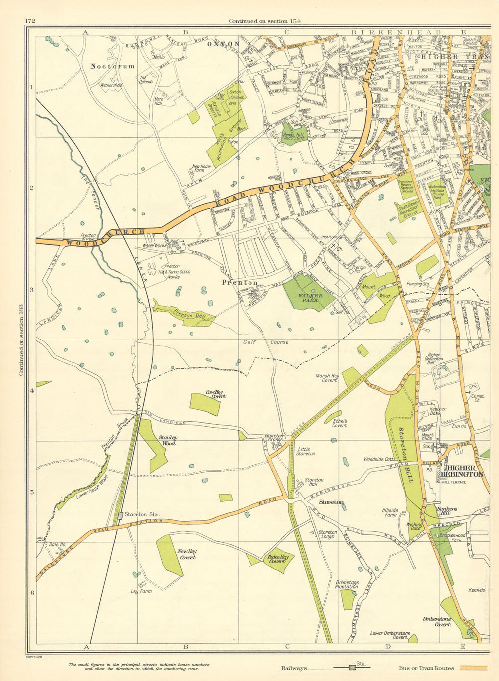 BIRKENHEAD Tranmere Prenton Higher Bebington Stareton Woodchurch Road 1935 map