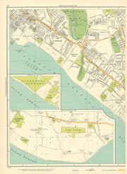 LIVERPOOL Mersey Dam Wood Oglet Fulwood Park Dingle Aigburth 1935 old map