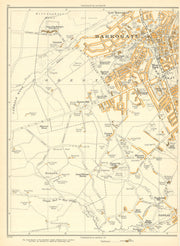 HARROGATE Harlow Hill Beckwith Pannel Rossett Green Burn Bridge 1935 old map