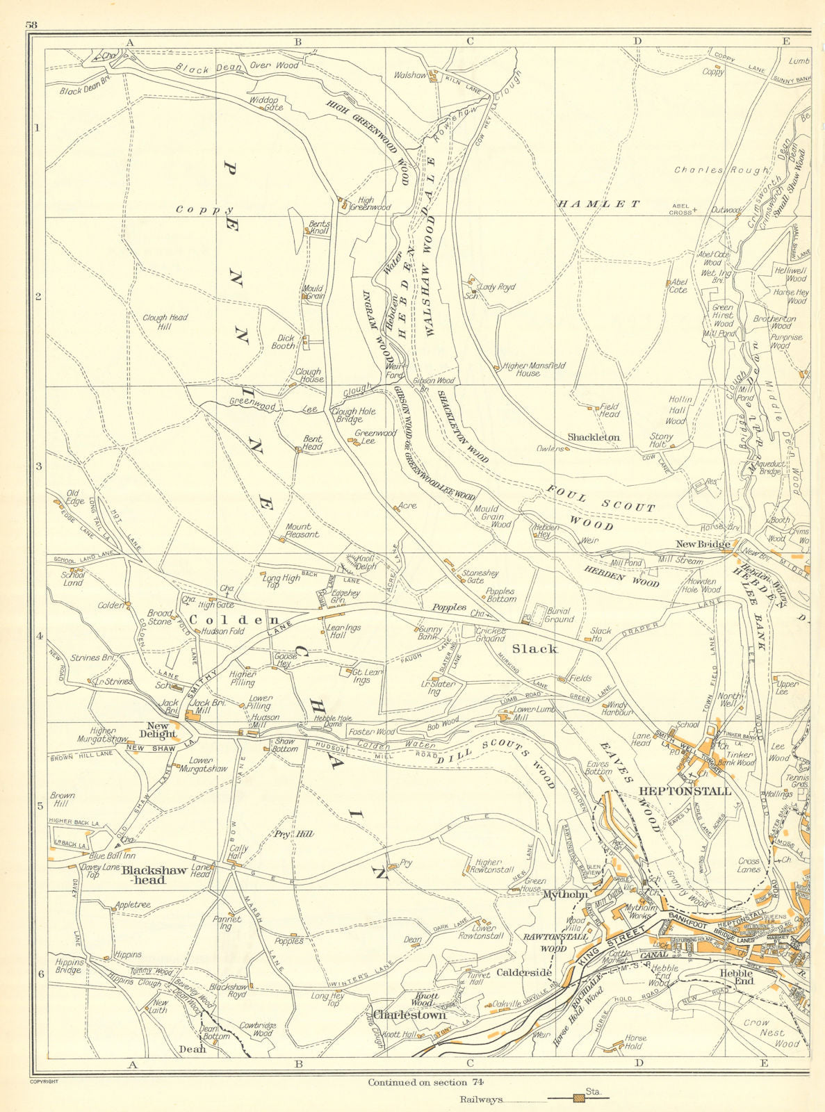 HEBDEN BRIDGE Foul Scout Slack Heptonstall Colden Mytholm Charlestown ...