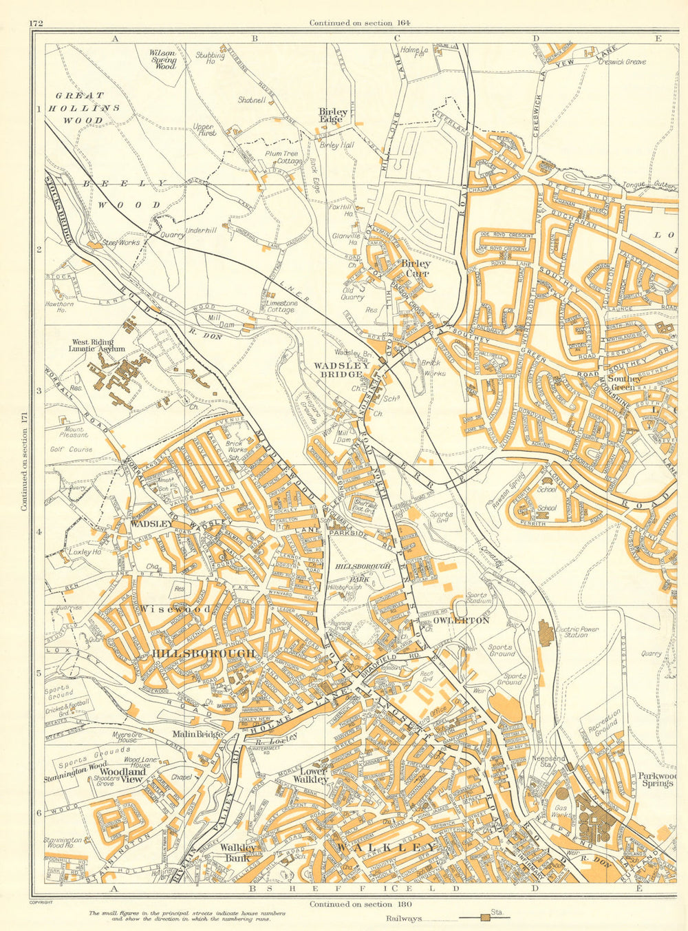 SHEFFIELD Hillsborough Walkley Wadsley Bridge Owlerton Birley Carr 1935 map