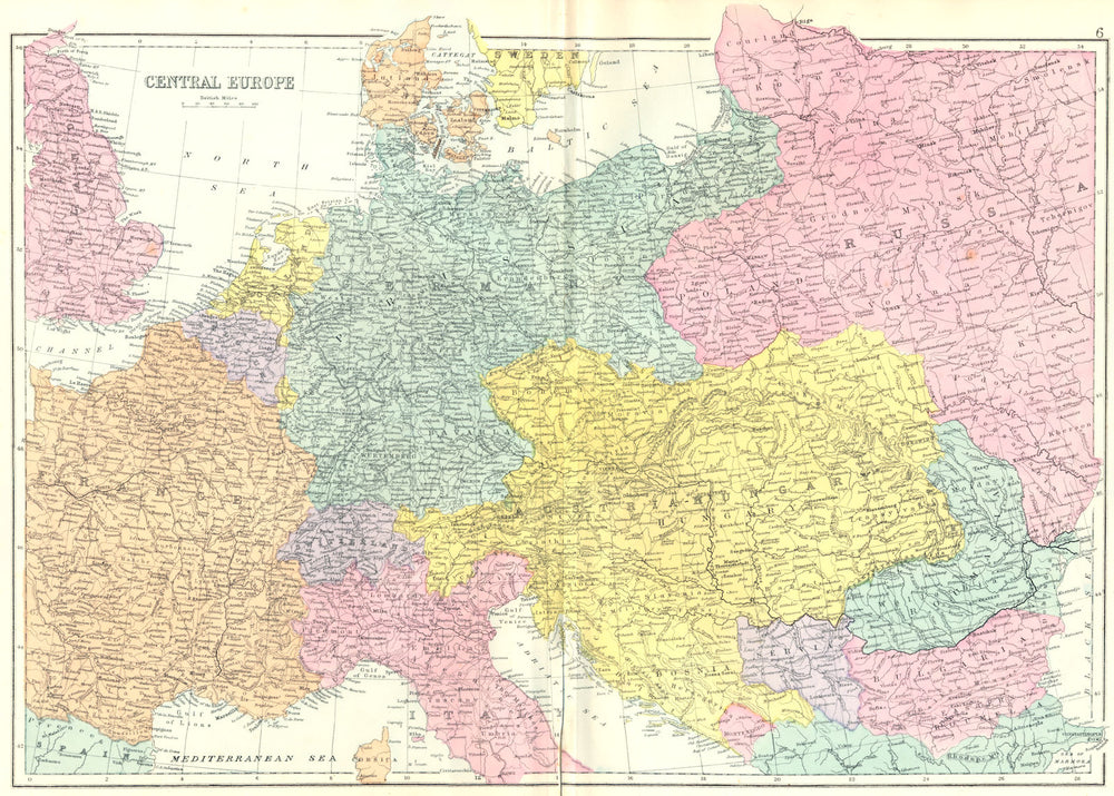 EUROPE. Central Europe. Bacon 1895 old antique vintage map plan chart
