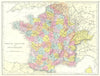 FRANCE BELGIUM SWITZERLAND. France without Alsace Lorraine. Bacon 1895 old map
