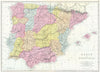 IBERIA. Spain and Portugal. Bacon 1895 old antique vintage map plan chart