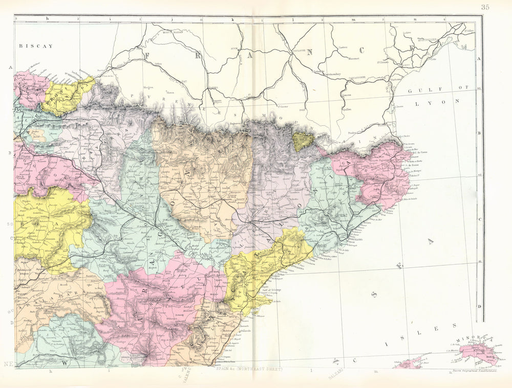 SPAIN North East. Catalonia Aragon Navarre Rioja Basque Country. Bacon 1895 map