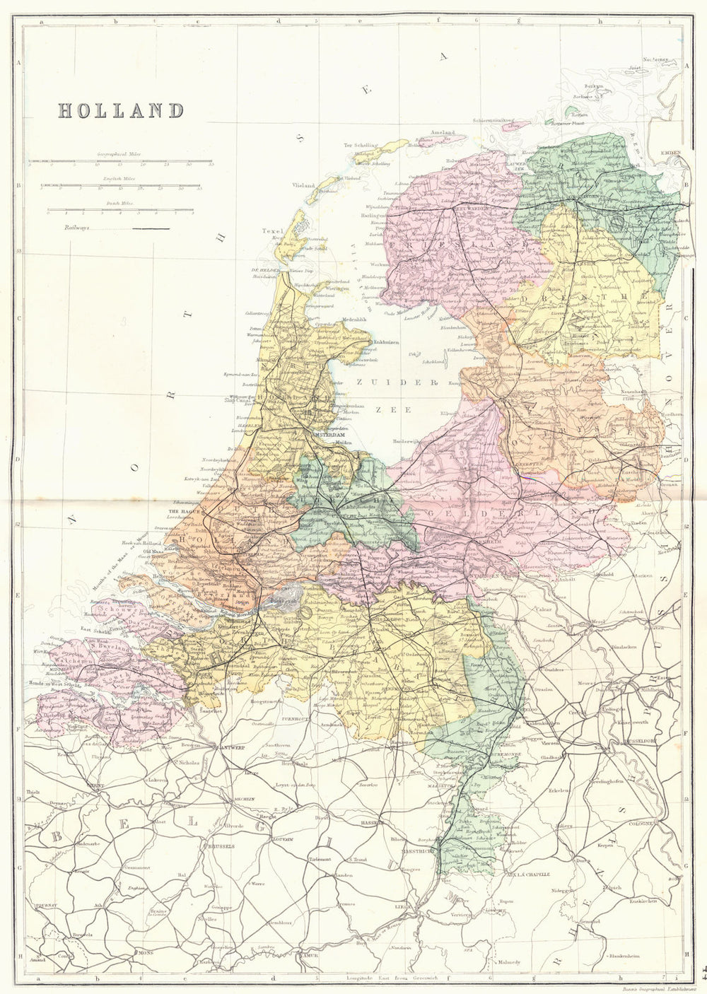 NETHERLANDS. Holland. Bacon 1895 old antique vintage map plan chart