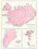 ICELAND. Iceland;  Greenland; Faroe Faroer Feroe Islands. Bacon 1895 old map