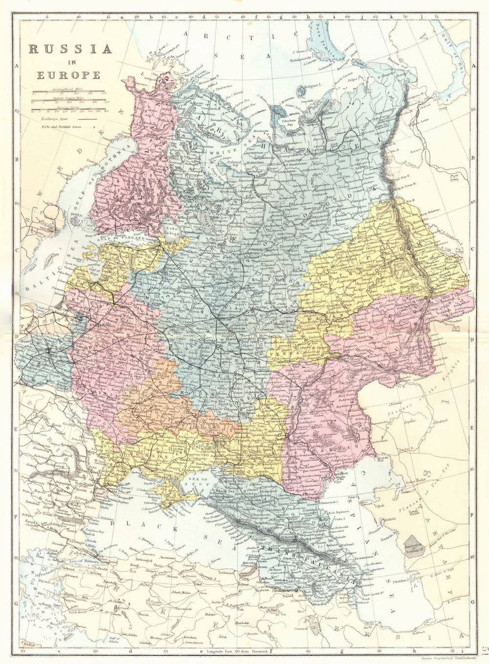 RUSSIA IN EUROPE. Ukraine Belarus Lithuania Latvia Estonia. Bacon 1895 old map