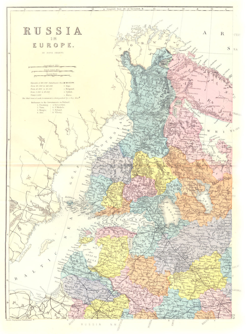 BALTICS RUSSIA FINLAND. Estonia Latvia Lithuania Finland. Bacon 1895 old map