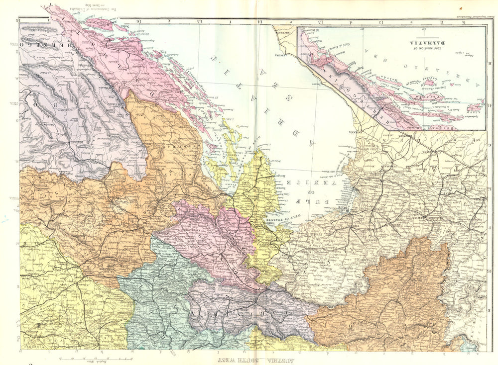 AUSTRIA-HUNGARY SW. Gulf Venice Italy Croatia Dalmatia Slovenia. Bacon 1895 map