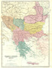BALKANS & GREECE. Turkey in Europe Romania Serbia Montenegro. Bacon 1895 map