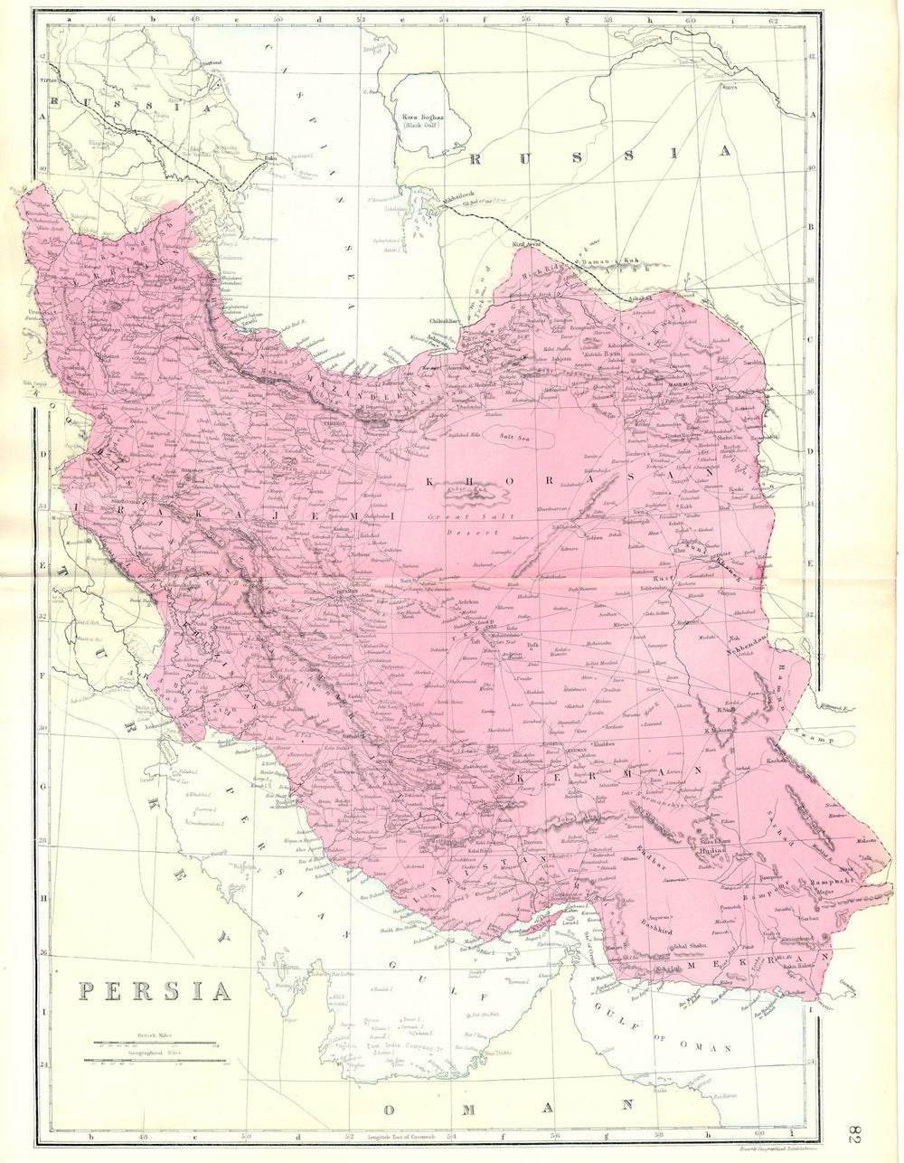 PERSIA. Iran. Bacon 1895 old antique vintage map plan chart