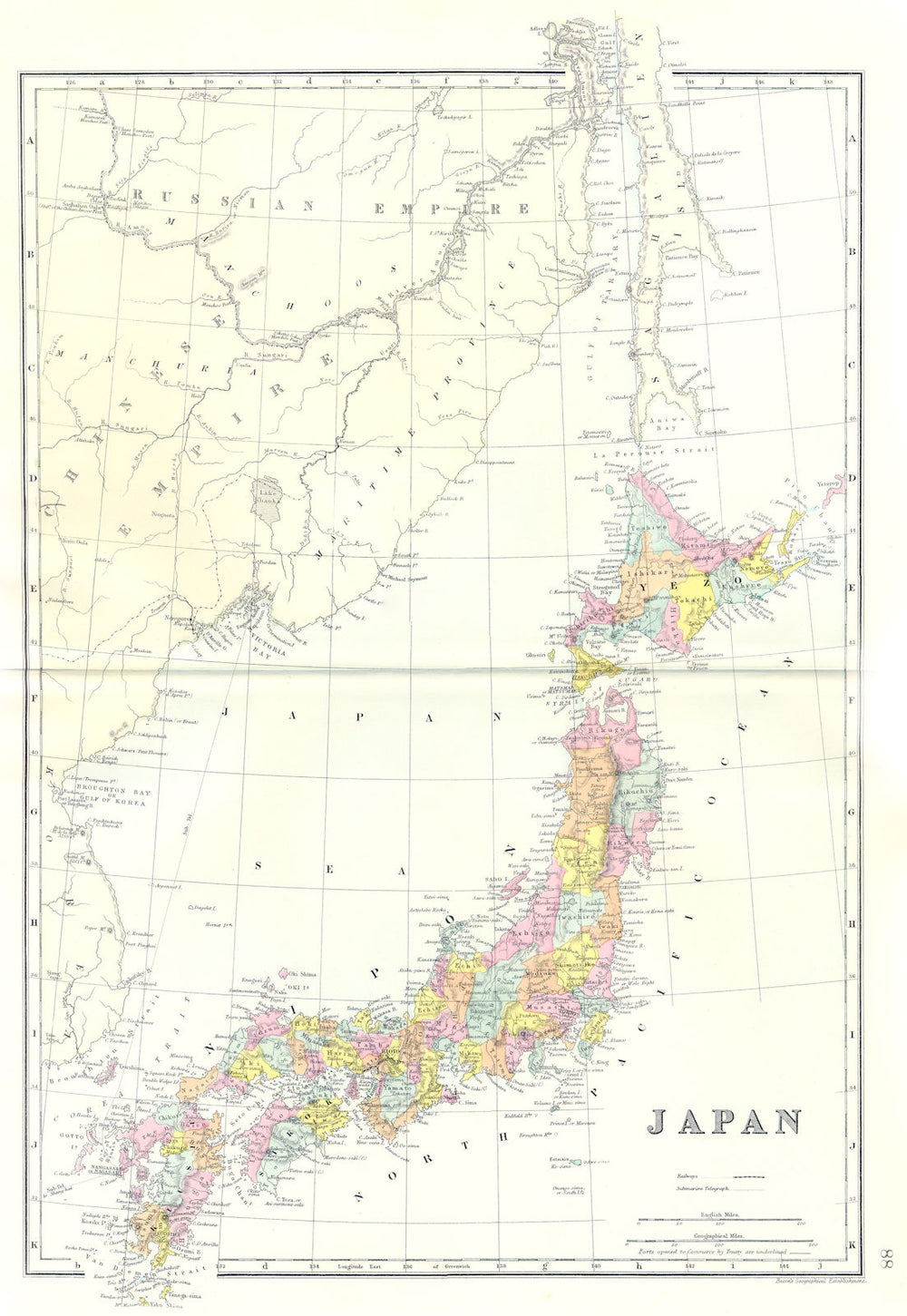 JAPAN. Japan. Bacon 1895 old antique vintage map plan chart