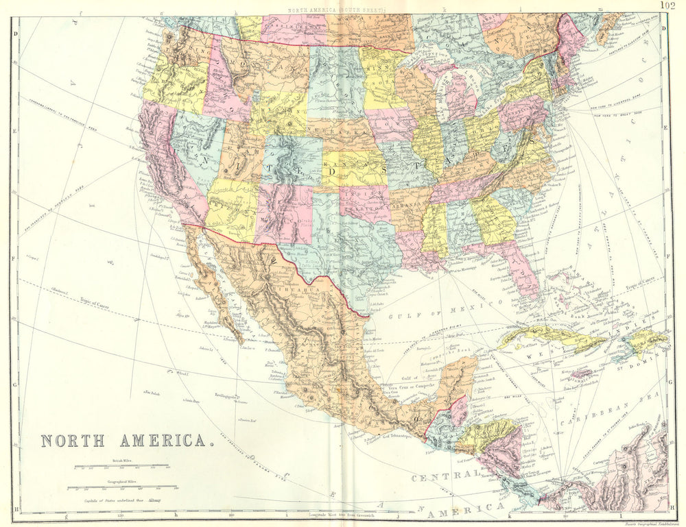 USA CENTRAL AMERICA CARIBBEAN. North America South sheet. Mexico.Bacon 1895 map