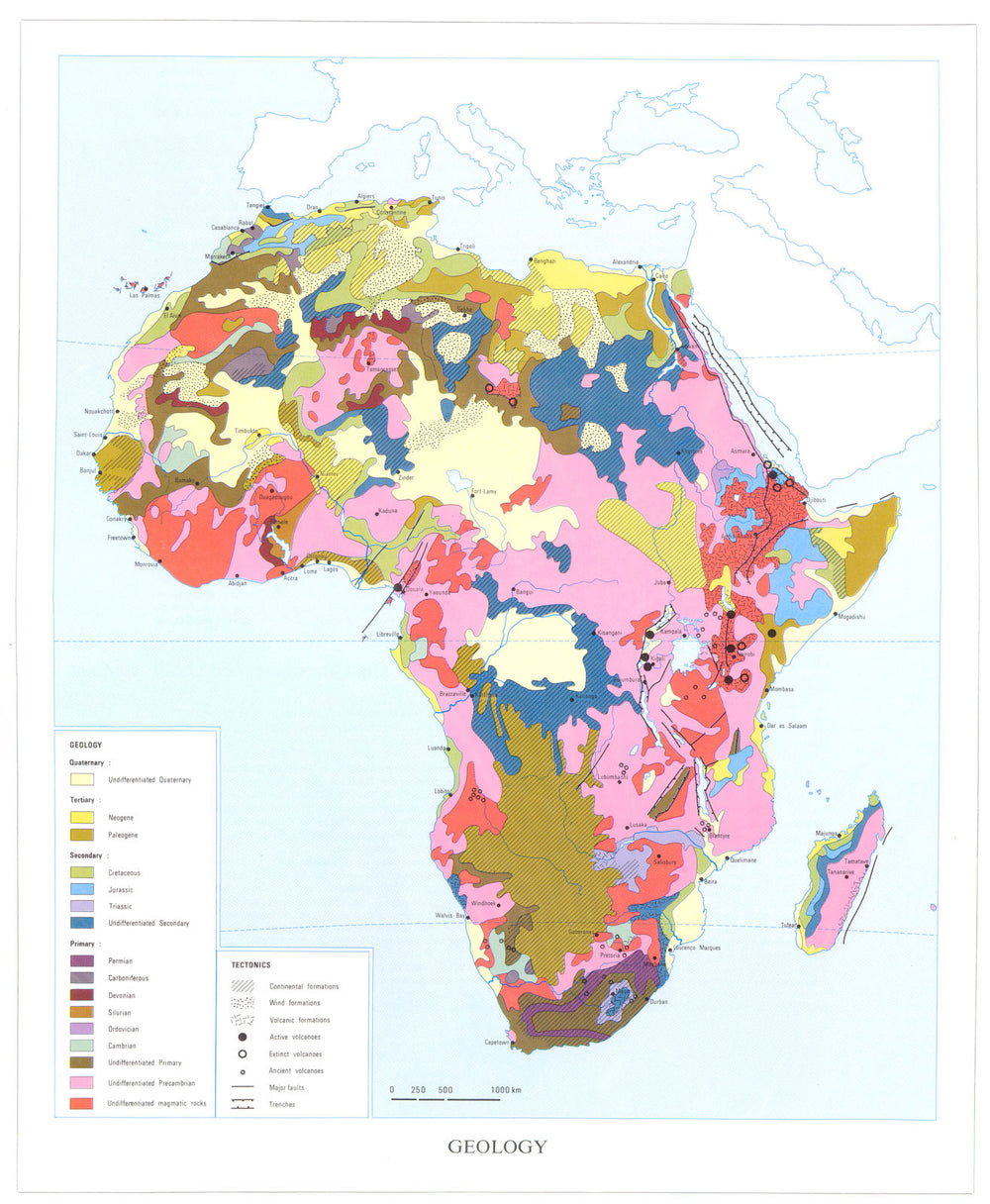AFRICA. Geology 1973 old vintage map plan chart