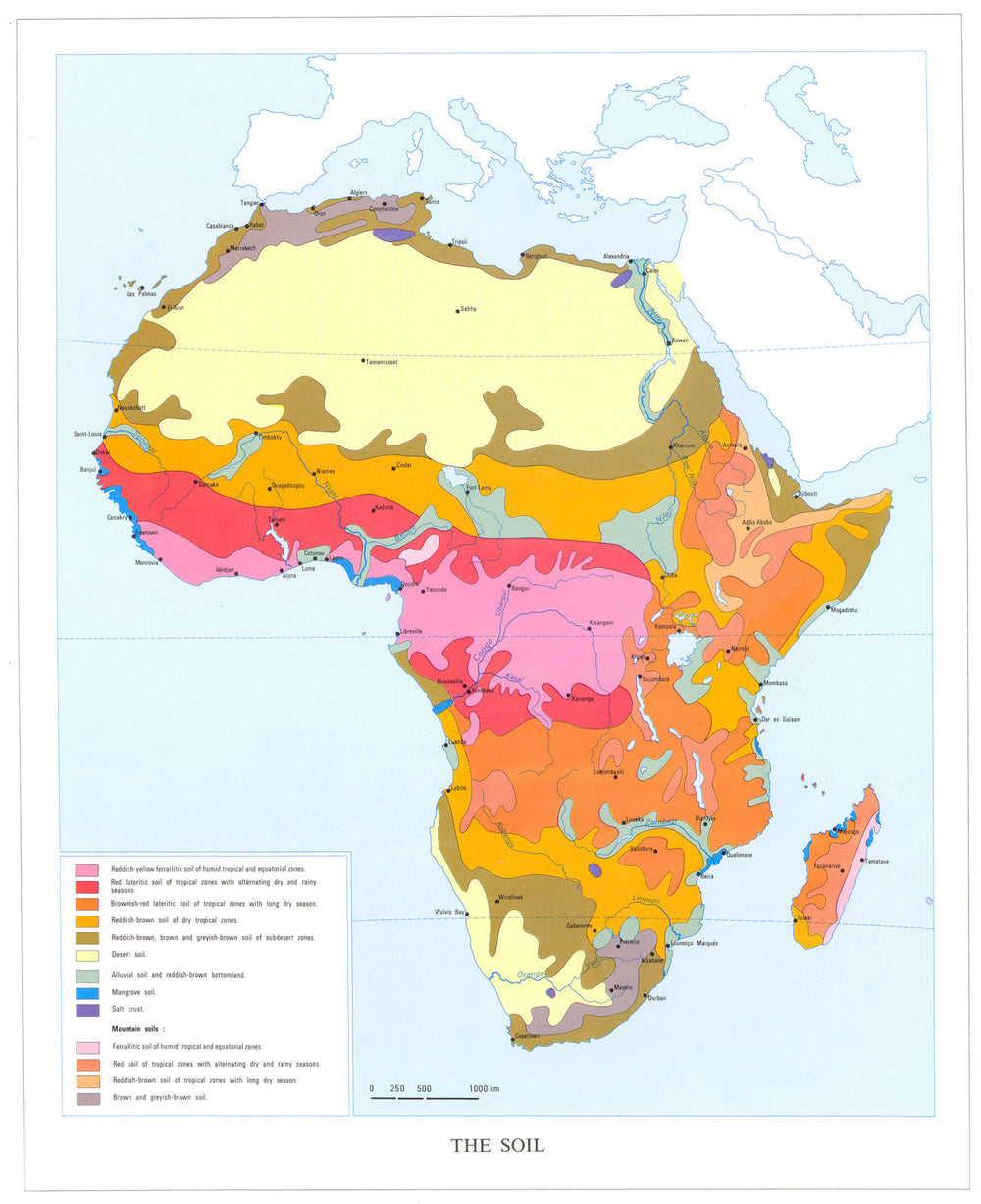 AFRICA. The Soil 1973 old vintage map plan chart