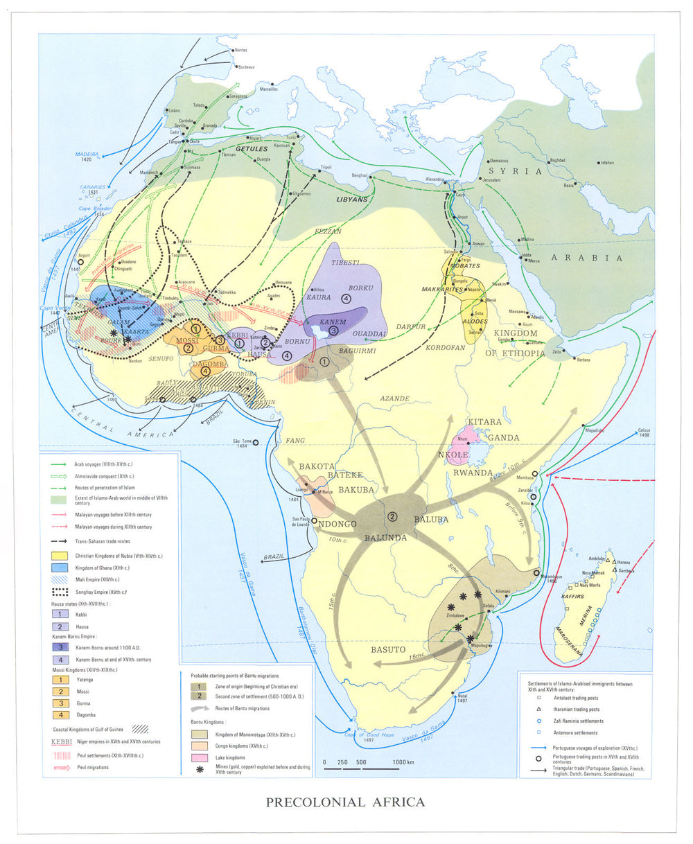 AFRICA. Precolonial Africa 8th-16th centuries 1973 old vintage map plan chart