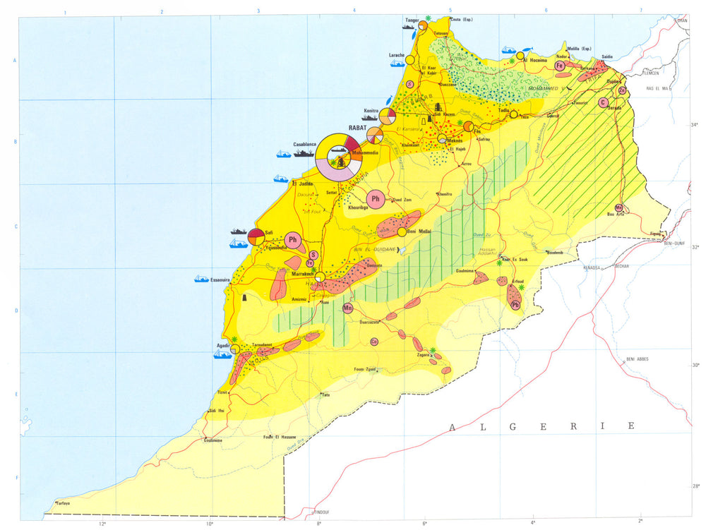 MOROCCO. Economy industry trade farming agriculture resources 1973 old map