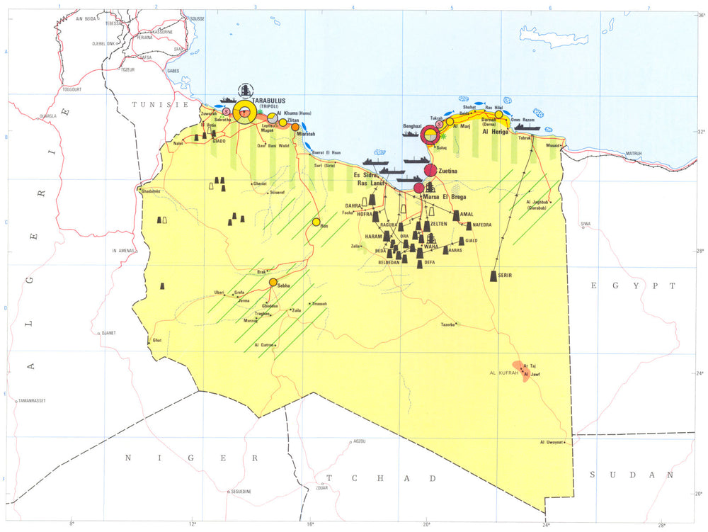 LIBYA. Economy industry trade farming agriculture resources 1973 old map