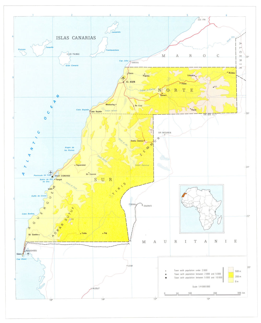 WESTERN SAHARA. Rio de Oro. Morocco 1973 old vintage map plan chart