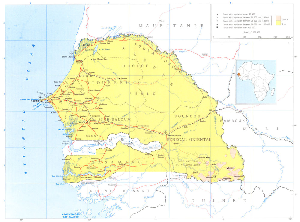 SENEGAL. Senegal; Republic of Senegal 1973 old vintage map plan chart