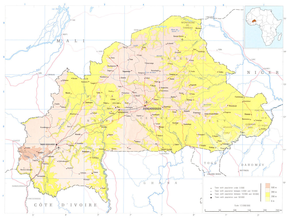 BURKINA FASO. Upper Volta; Republic of upper Volta 1973 old vintage map chart