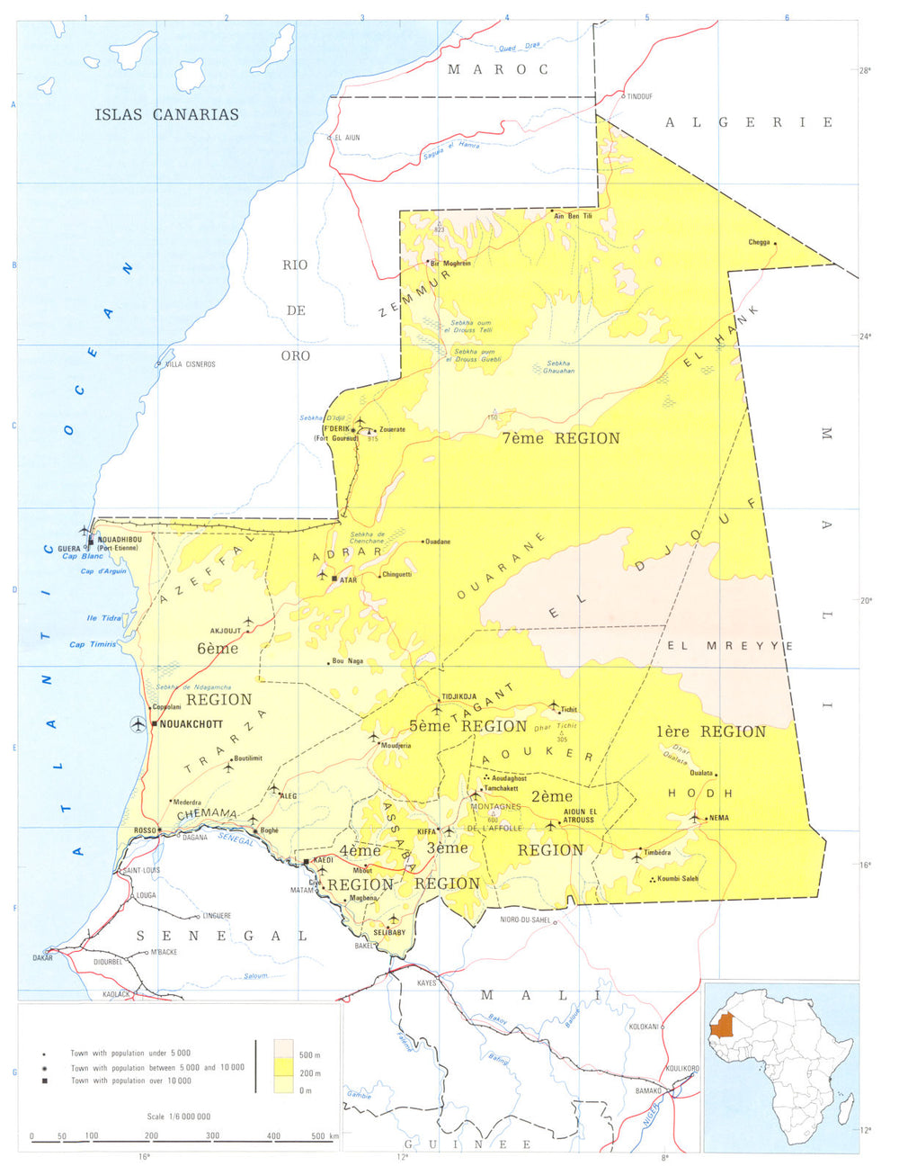 MAURITANIA. Mauritania; Islamic Republic of Mauritania 1973 old vintage map