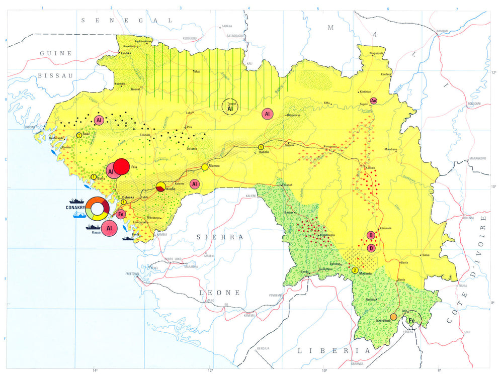 GUINEA. Economy industry trade farming agriculture resources 1973 old map
