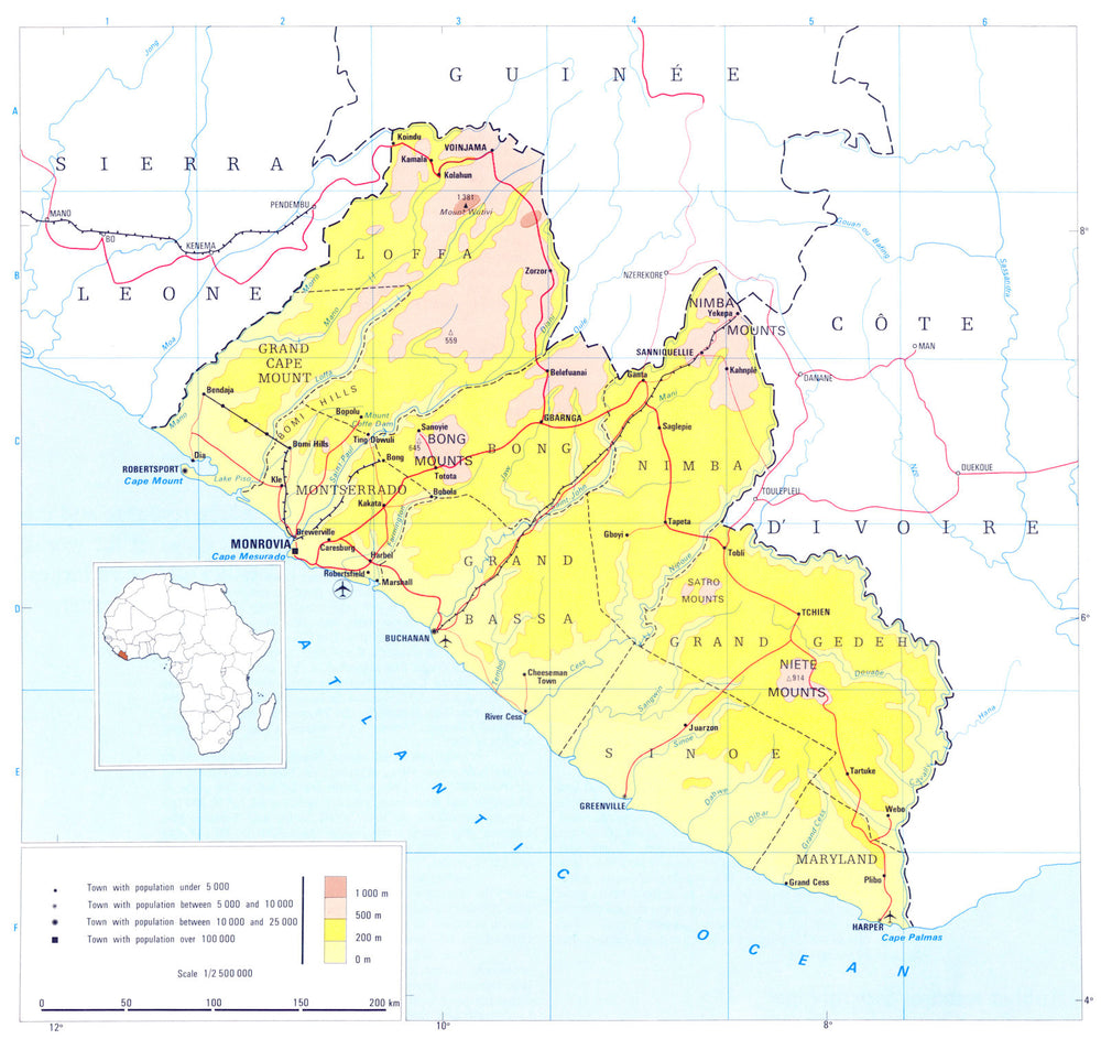 LIBERIA. Liberia; Republic of Liberia 1973 old vintage map plan chart