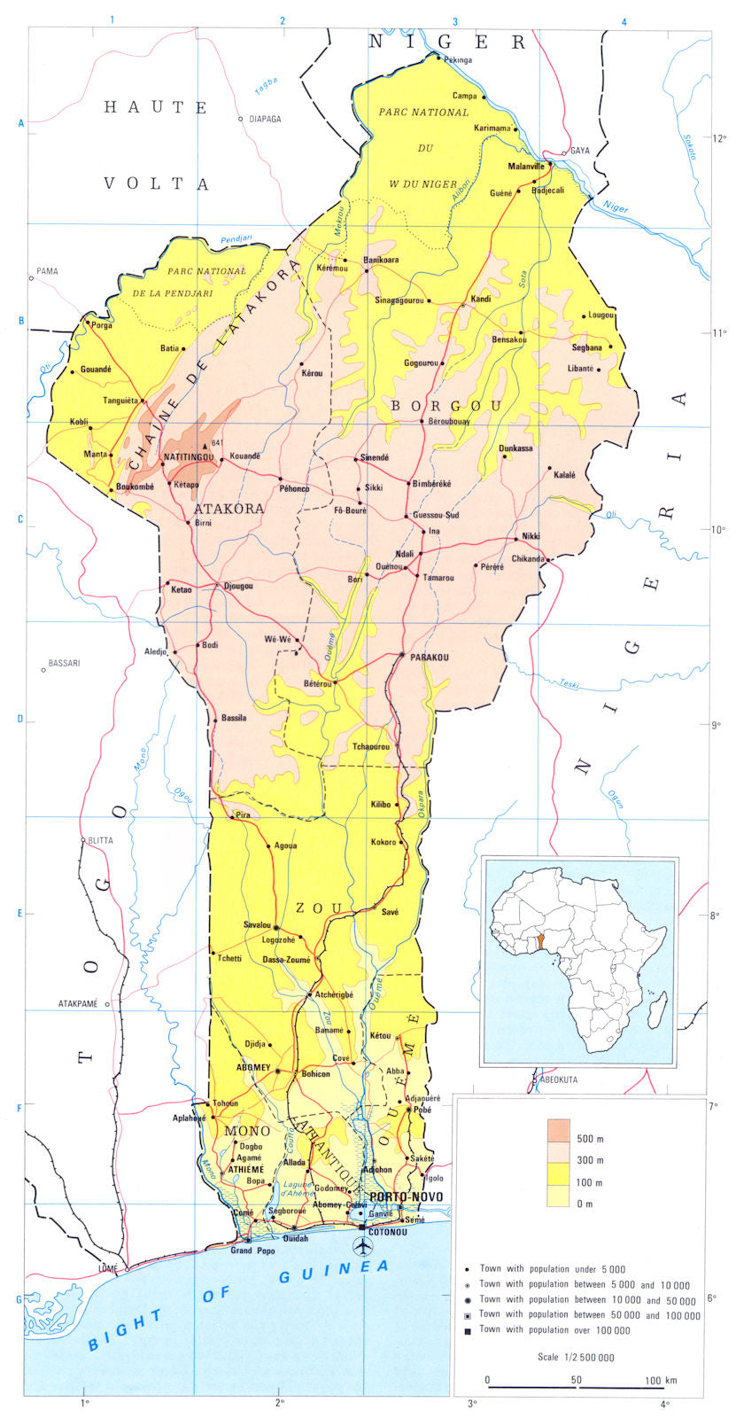 BENIN. Benin; Republic of Benin 1973 old vintage map plan chart