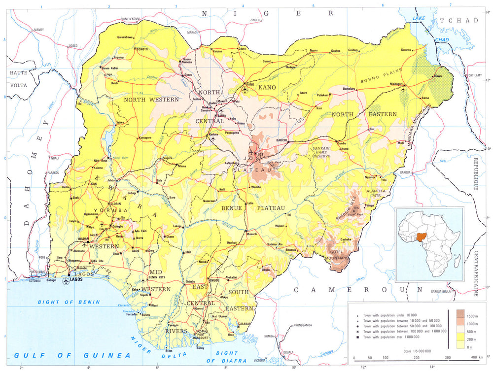 NIGERIA. Nigeria; Federal Republic of Nigeria 1973 old vintage map plan chart