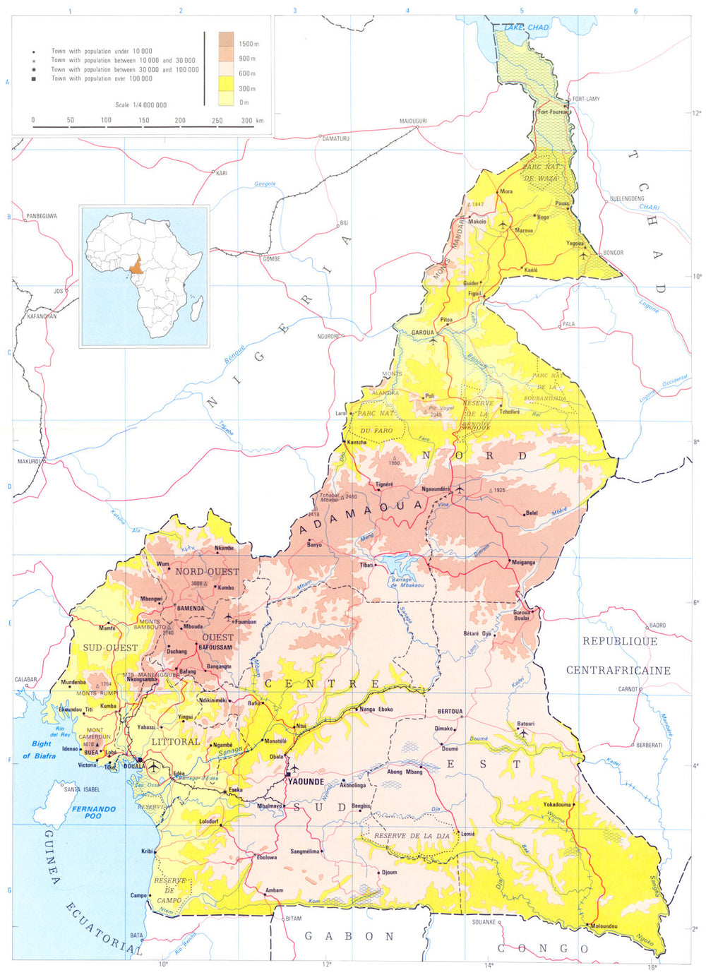 CAMEROON. Cameroon; United Republic of Cameroon 1973 old vintage map chart