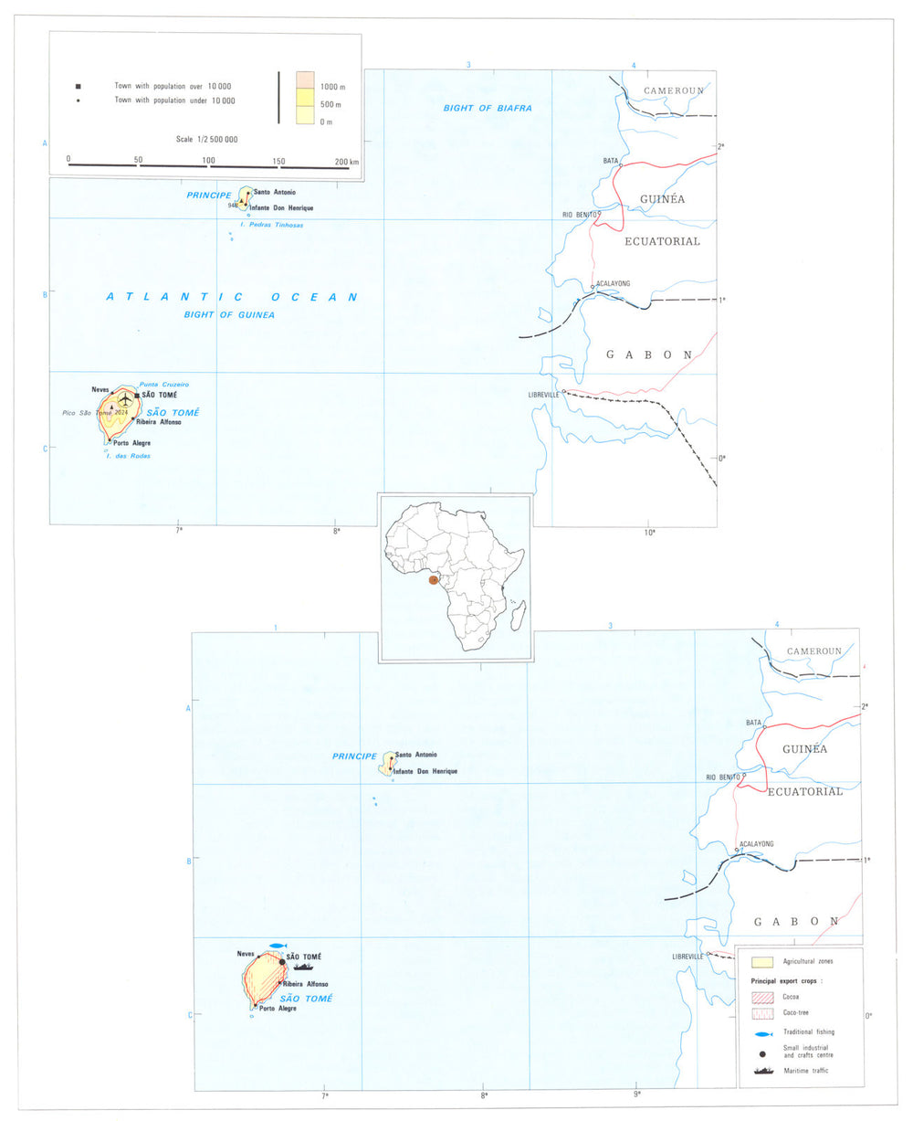 SAO TOME. Sao Tome & Principe;  1973 old vintage map plan chart