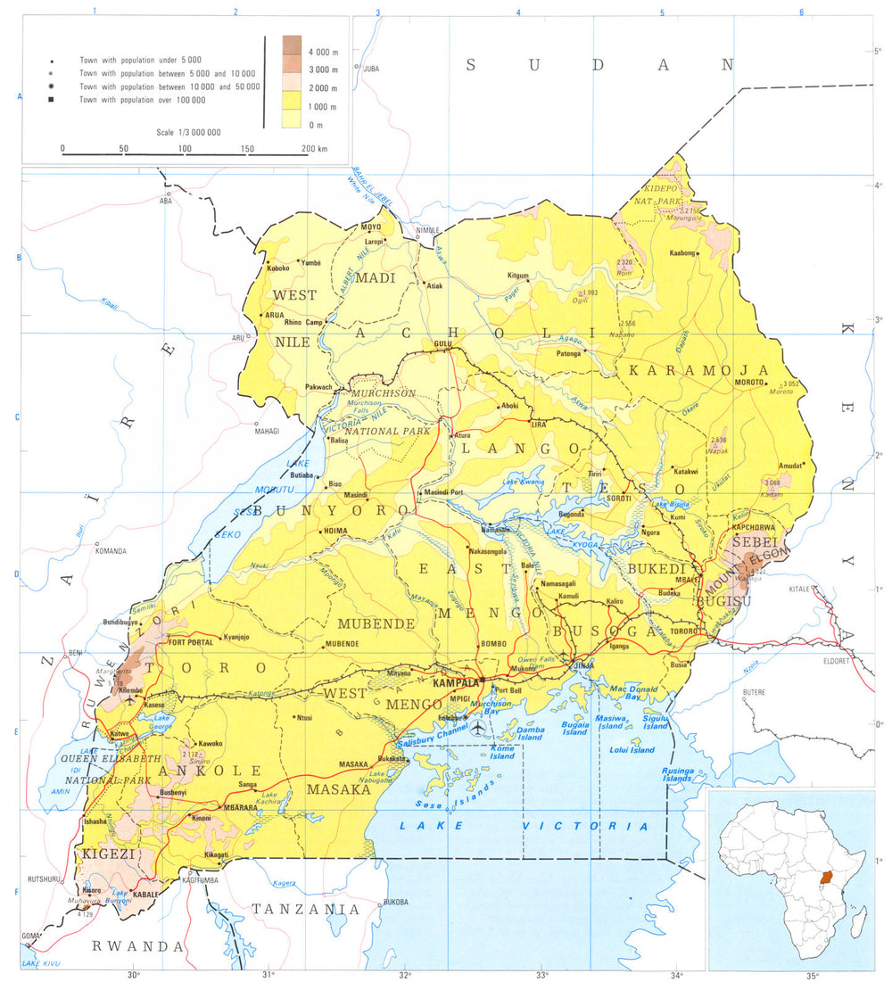 UGANDA. Uganda; Republic of Uganda 1973 old vintage map plan chart