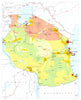 TANZANIA. Economy industry trade farming agriculture resources 1973 old map
