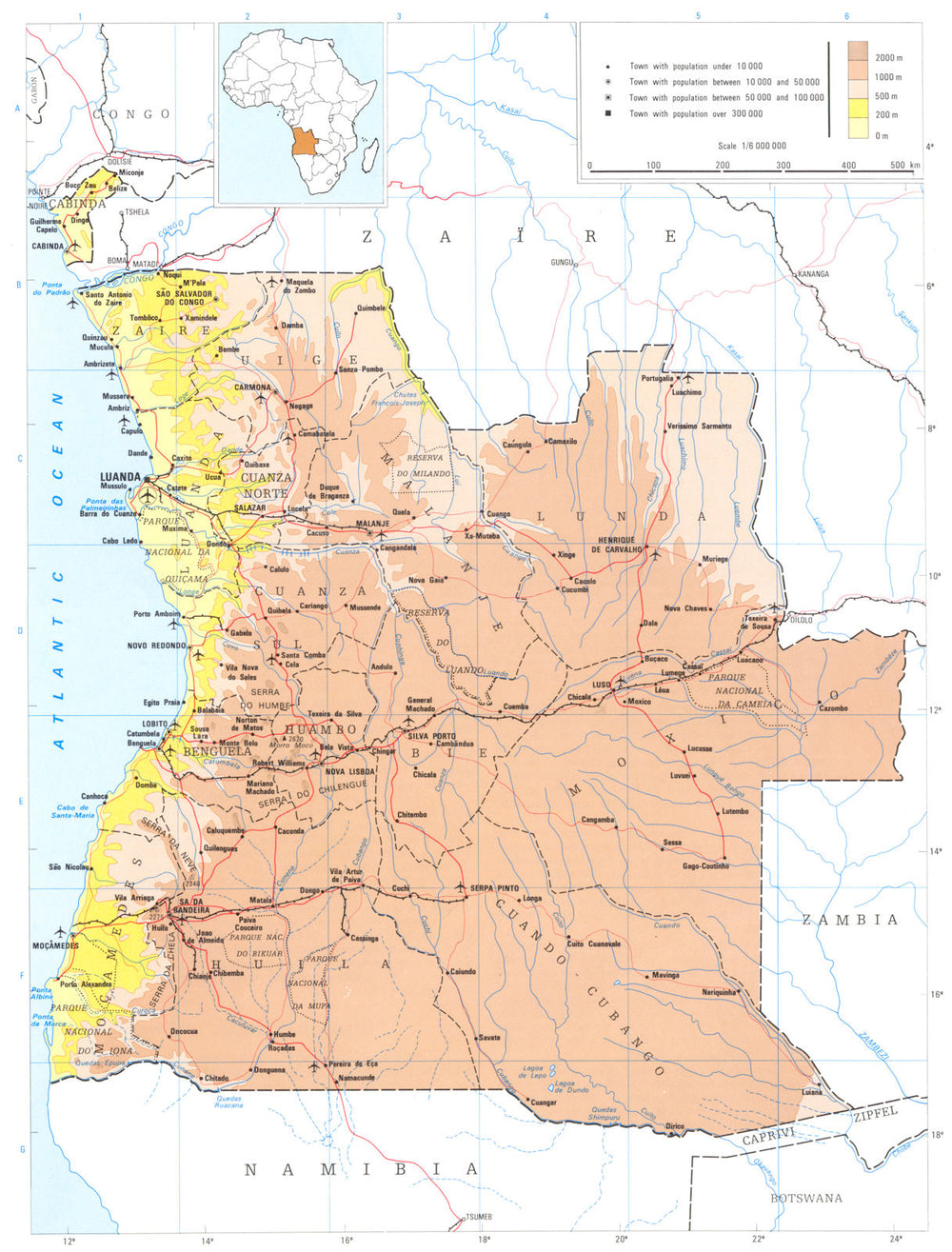 ANGOLA. Angola;  1973 old vintage map plan chart