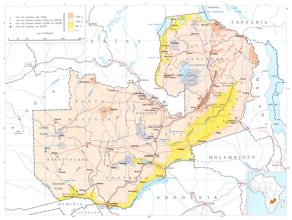 ZAMBIA. Zambia; Republic of Zambia 1973 old vintage map plan chart